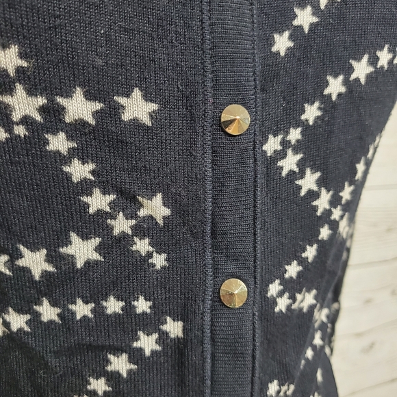 Dark Blue White Star Button Down Cardigan - Picture 2 of 6